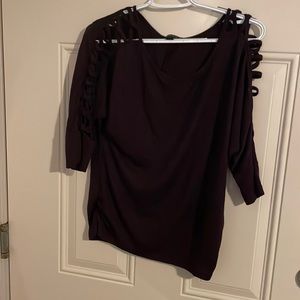 Purple long sleeve with open stitched sleeves